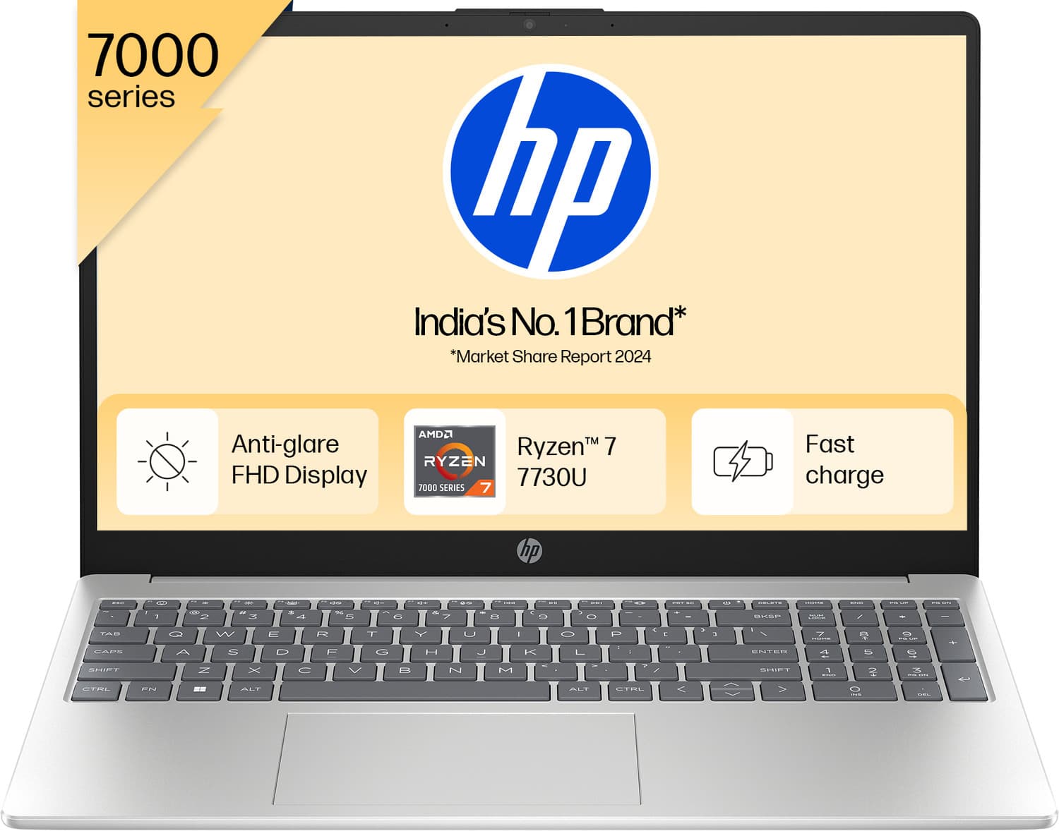 HP 15 Laptop with Backlit Keyboard & MSO'2024, AMD Ryzen 7 Octa Core 7730U - (16 GB/512 GB SSD/Windows 11 Home) 15-fc0390AU Thin and Light Laptop