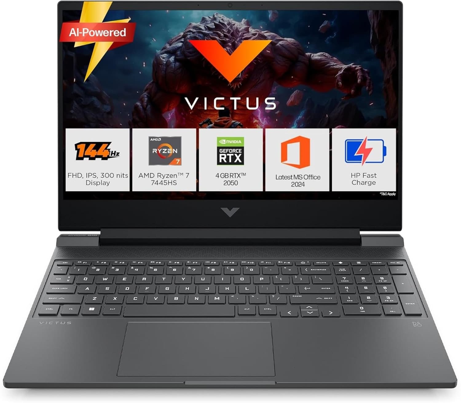 HP Victus AMD Ryzen 7 Hexa Core 7445H - (16 GB/512 GB SSD/Windows 11 Home/4 GB Graphics/NVIDIA GeForce RTX GeForce RTX/144 Hz) Victus Gaming Laptop 15...