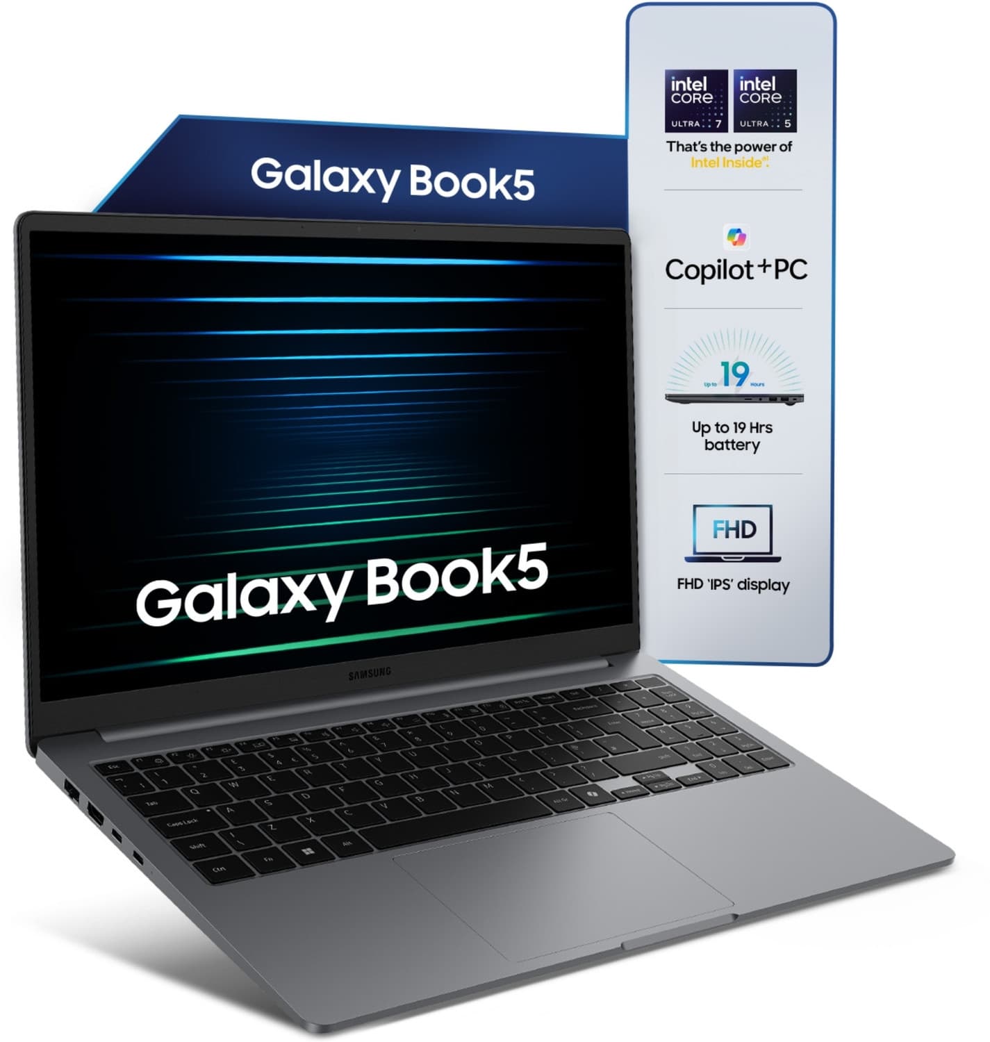 Samsung Galaxy Book5 Series Intel Core Ultra 7 255U - (16 GB/512 GB SSD/Windows 11 Home) NP750XHD Thin and Light Laptop