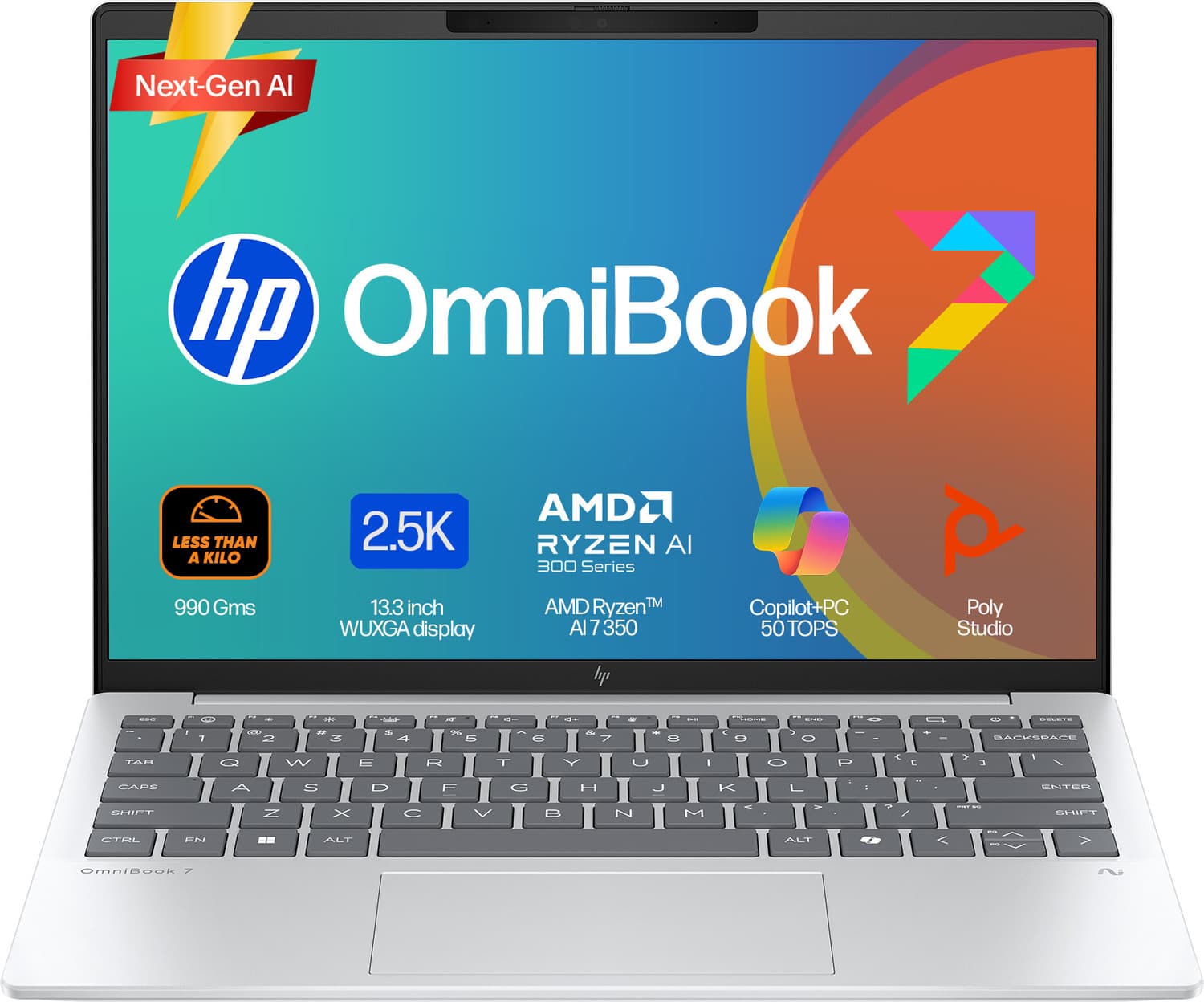 HP OmniBook 7 Aero AMD Ryzen AI 7 Octa Core AI 7 350 - (16 GB/512 GB SSD/Windows 11 Home) 13-bg1456AU Thin and Light Laptop