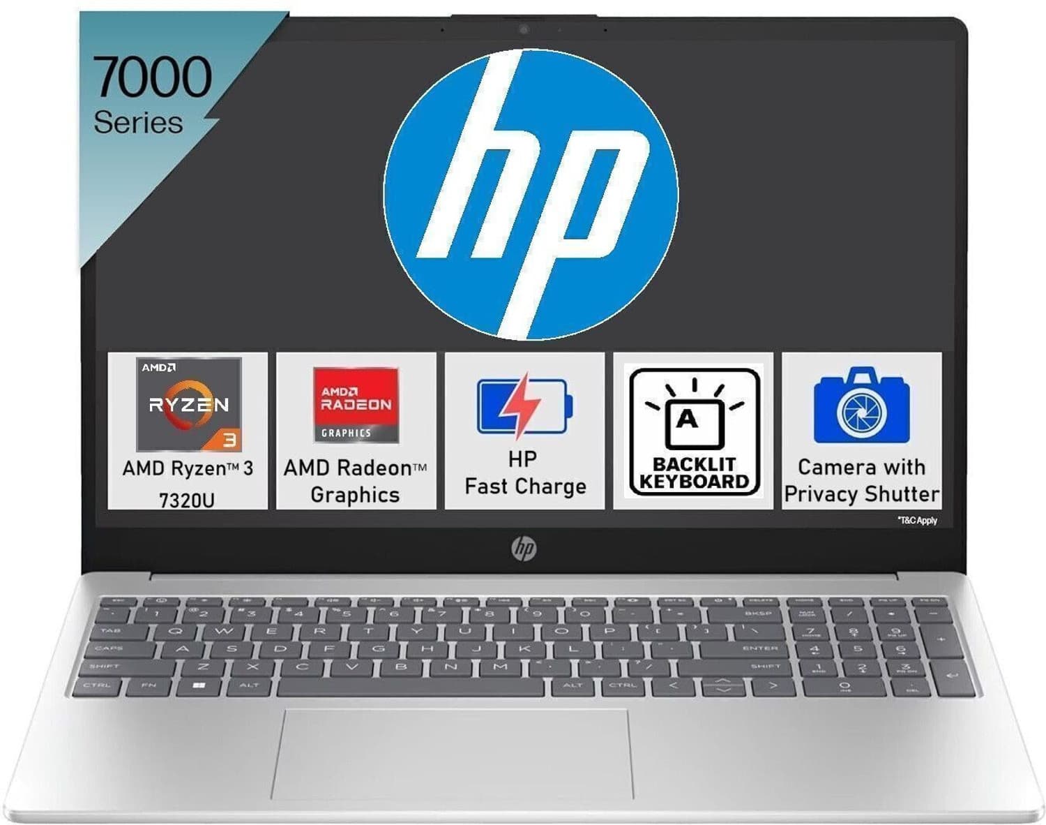 HP Ryzen 3 Quad Core 7320U - (8 GB/512 GB SSD/Windows 11 Home) 15-fc0026AU Thin and Light Laptop