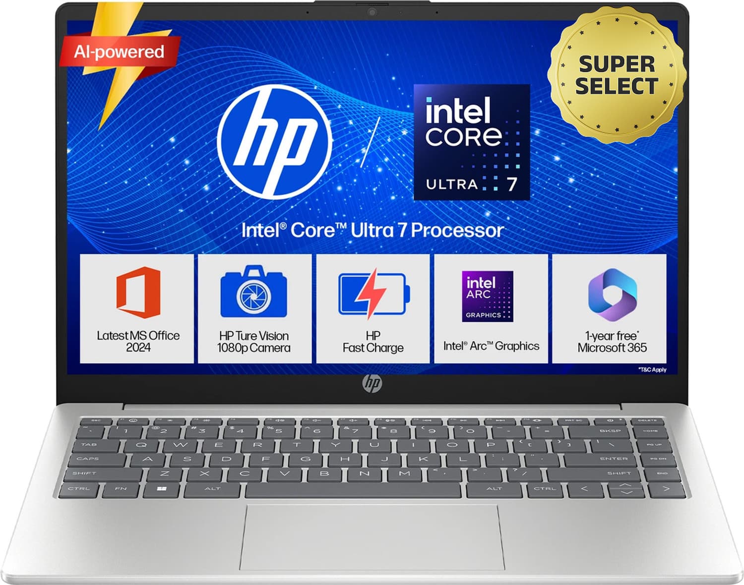 HP 14 AI PC Intel Core Ultra 7 155H - (16 GB/512 GB SSD/Windows 11 Home) 14-gr1036TU Thin and Light Laptop