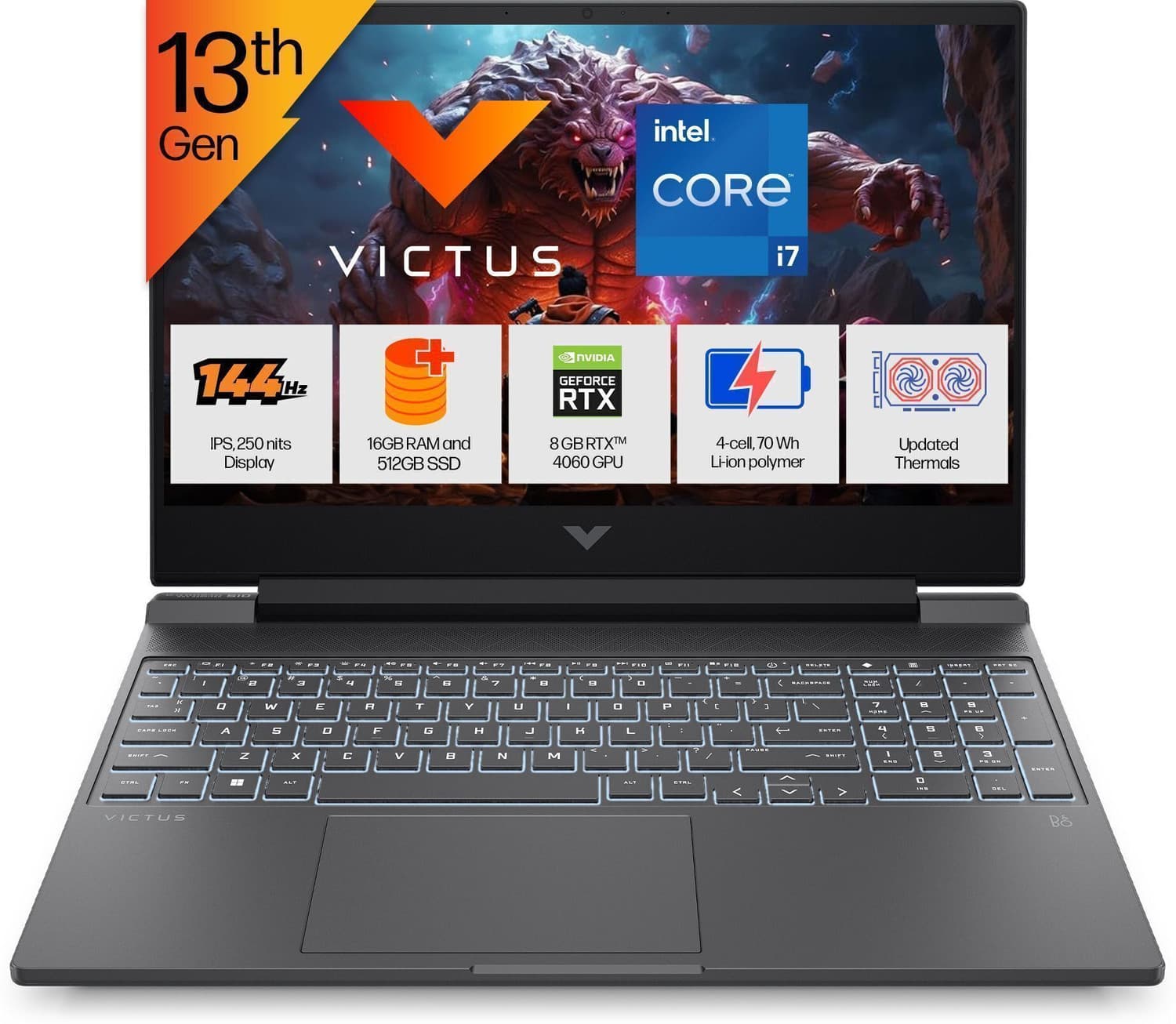 HP Victus Intel Core i7 13th Gen 13620H - (16 GB/512 GB SSD/Windows 11 Home/8 GB Graphics/NVIDIA GeForce RTX 4060) 15-fa1276TX Gaming Laptop