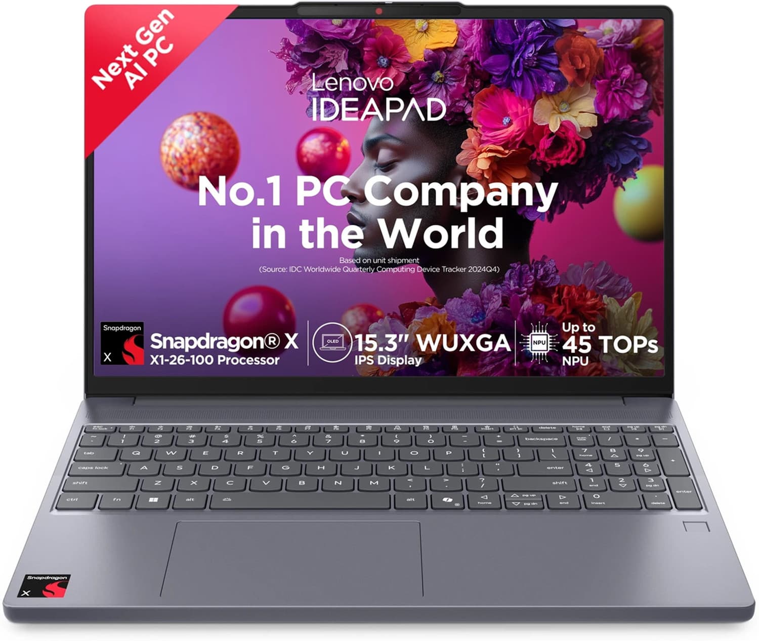Lenovo IdeaPad Slim 3 with 1Yr ADP Snapdragon X - (16 GB/1 TB SSD/Windows 11 Home) 15Q8X10 Thin and Light Laptop (15.3 inch, Luna Grey, 1.55 kg, With ...