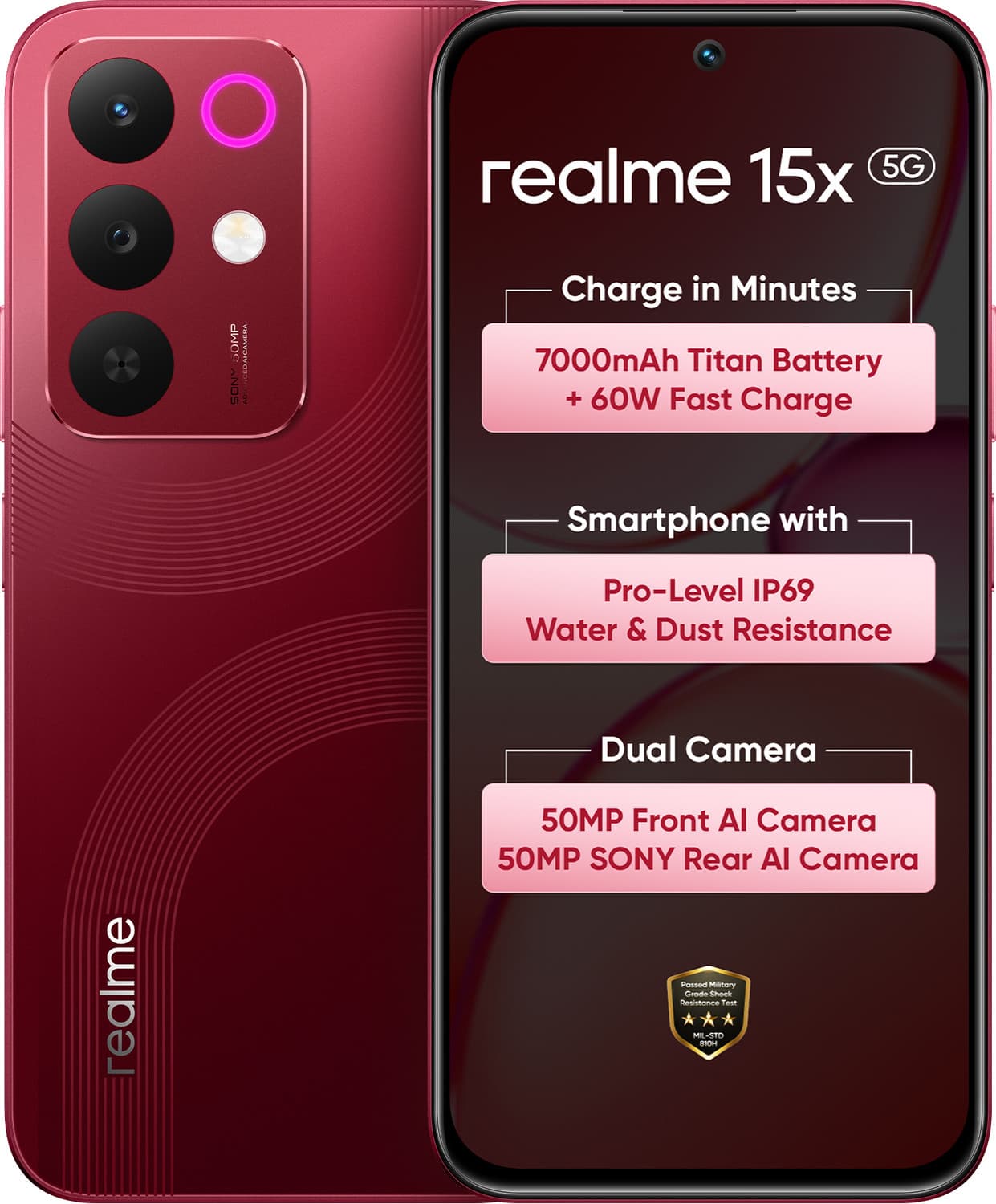 realme 15x 5G (Maroon Red, 256 GB)