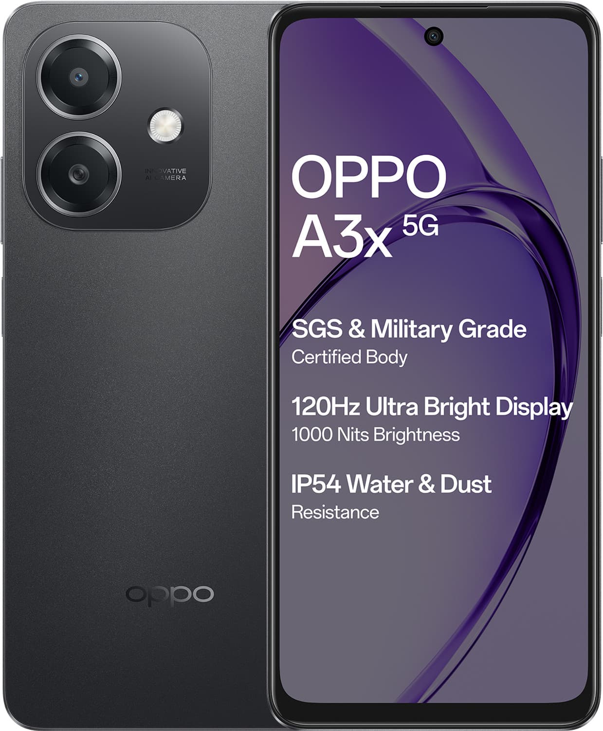 OPPO A3X 5G (Sparkle Black, 4GB RAM, 128GB Storage)|6.67 HD+