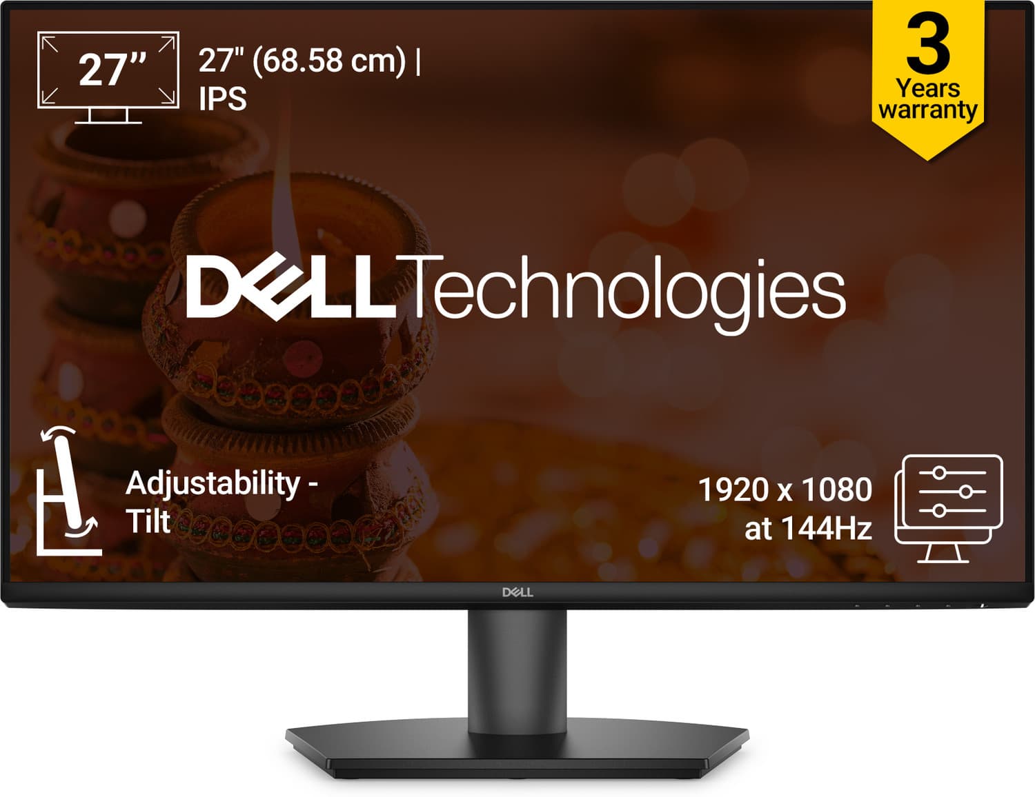 DELL SE Series 68.58 cm (27 inch) Full HD LED Backlit IPS Panel Monitor (SE2726H) (Response Time: 1 ms, 144 Hz Refresh Rate)