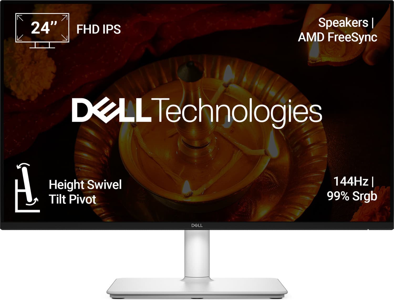 DELL S-Series 60.96 cm (24 inch) Full HD LED Backlit IPS Panel with 2xHDMI, Built-in 6W Dual Speakers, TV Rheinland 4-Star Eye Comfort, Flicker-free M...