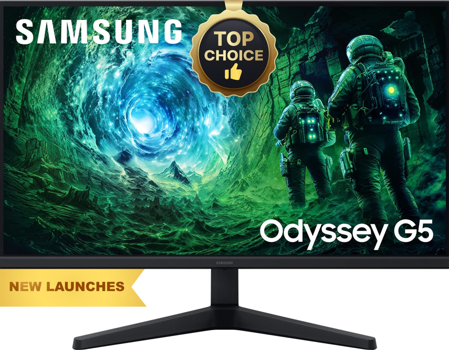 Samsung Odyssey G5 68.4 cm (27 inch) Quad HD LED Backlit IPS Panel with HDR10, FreeSync Premium, Ports-DP,2 HDMI,Headphone, Wall Mountable, Fast Gamin...