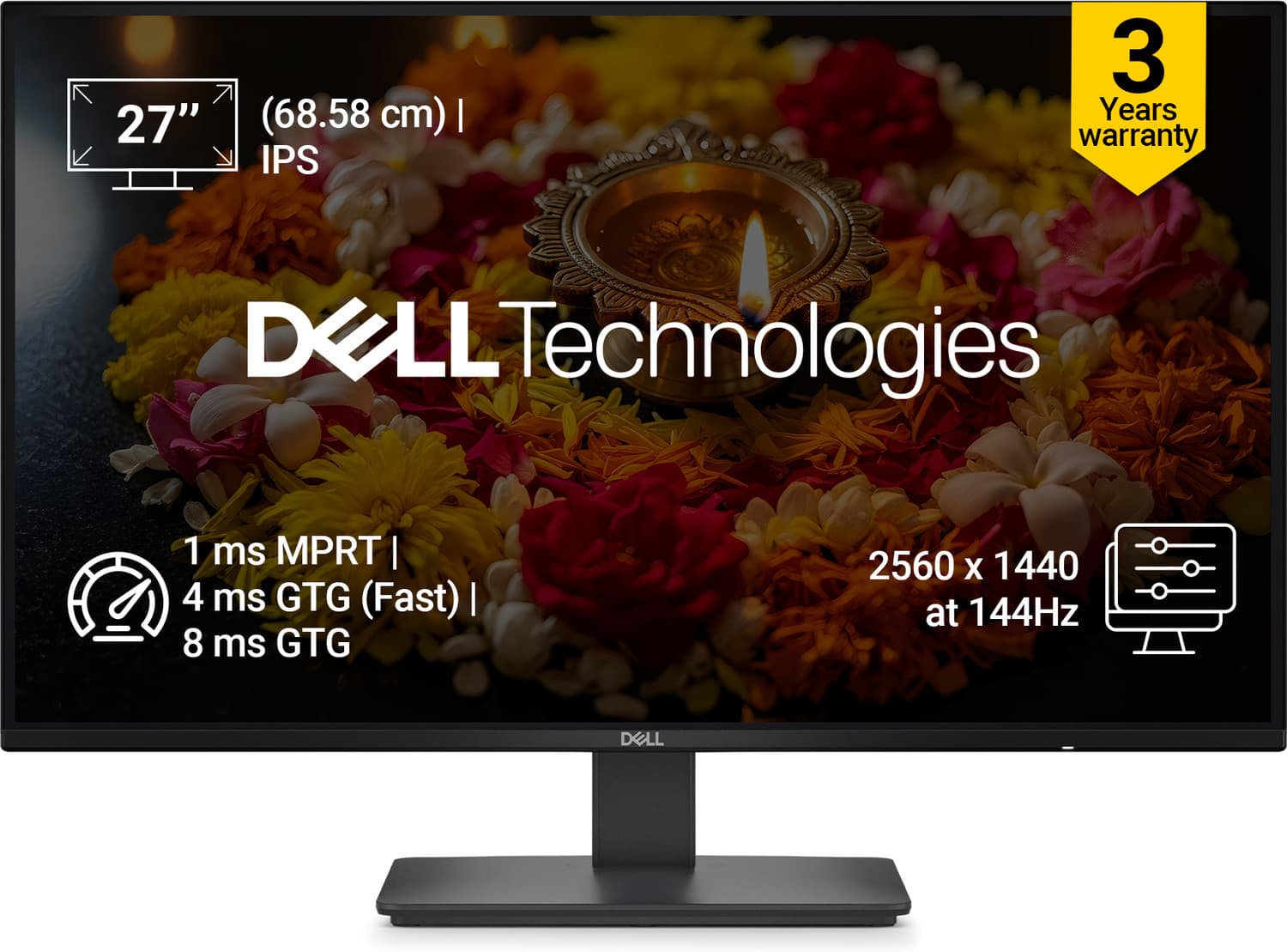 DELL SE Series 68.58 cm (27 inch) WQHD LED Backlit IPS Panel Monitor (SE2726D) (Response Time: 1 ms, 144 Hz Refresh Rate)