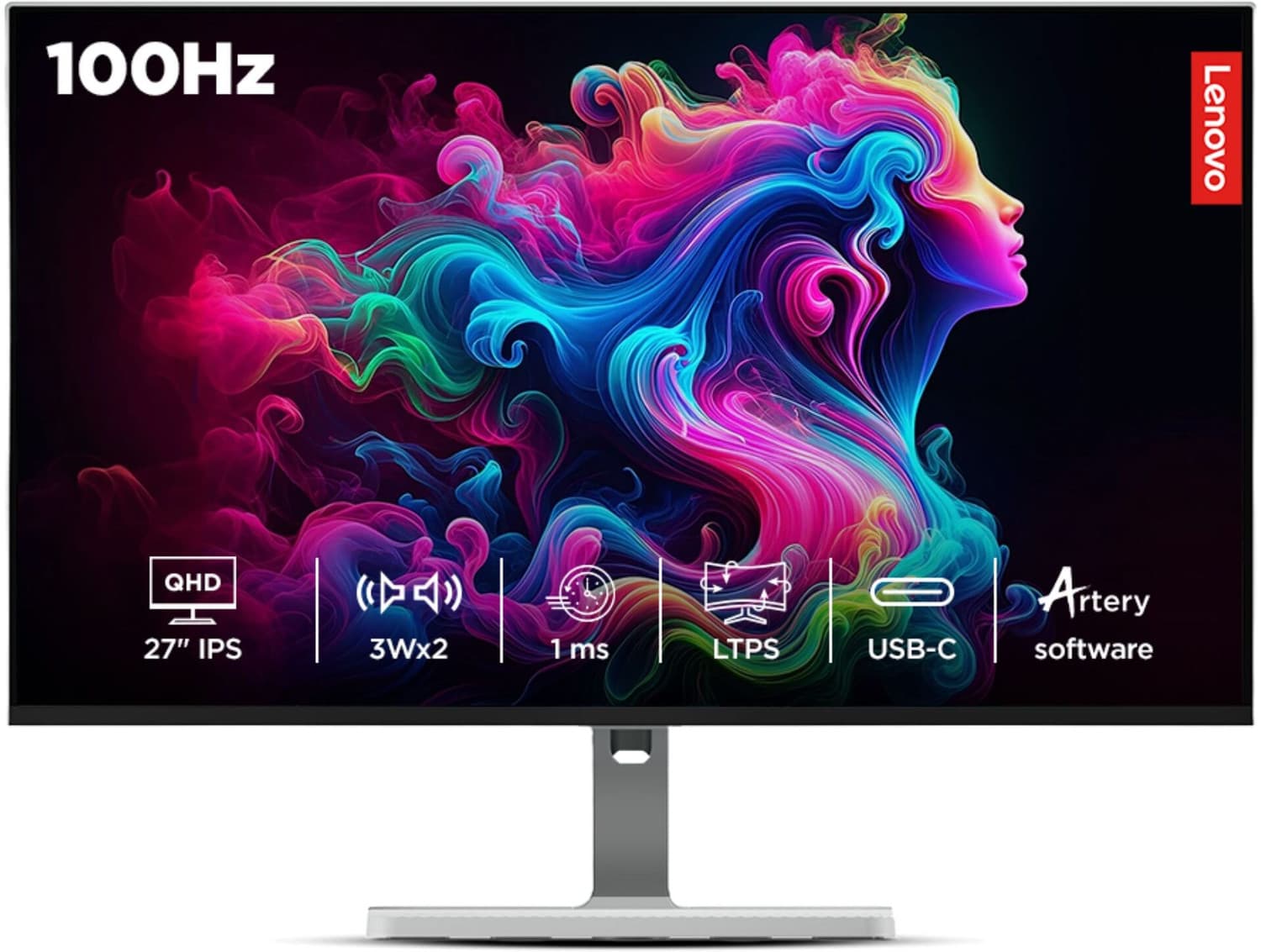 Lenovo L-Series 68.58 cm (27 inch) Quad HD LED Backlit IPS Panel with 99% sRGB, 90% DCI-P3, 4x USB-A, 1xUSB Type-C, 2xHDMI 2.1, 1xDP 1.4, Tilt/Swivel/...
