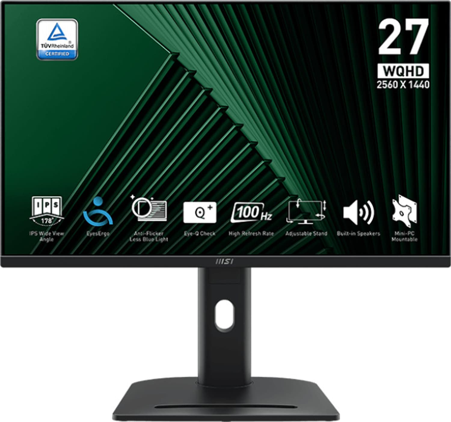 MSI 68.58 cm (27 inch) WQHD IPS Panel with Anti-Flicker Technology, 100% SRGB, Tilt Adjustment, Height Adjustable Flat Business Monitor (PRO MP275QPG)