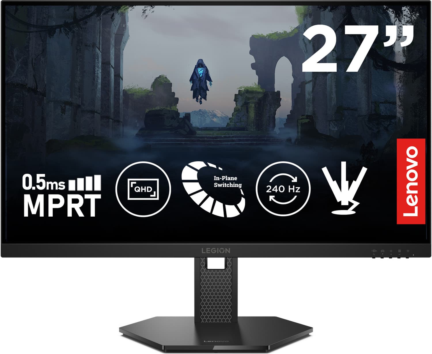 Lenovo Legion Series 68.58 cm (27 inch) Quad HD IPS Panel with 99%sRGB, 90% DCI-P3, 2xHDMI 2.1 TMDS, 1xDP 1.4, Tilt, Swivel, Pivot, Height Adjust Stan...