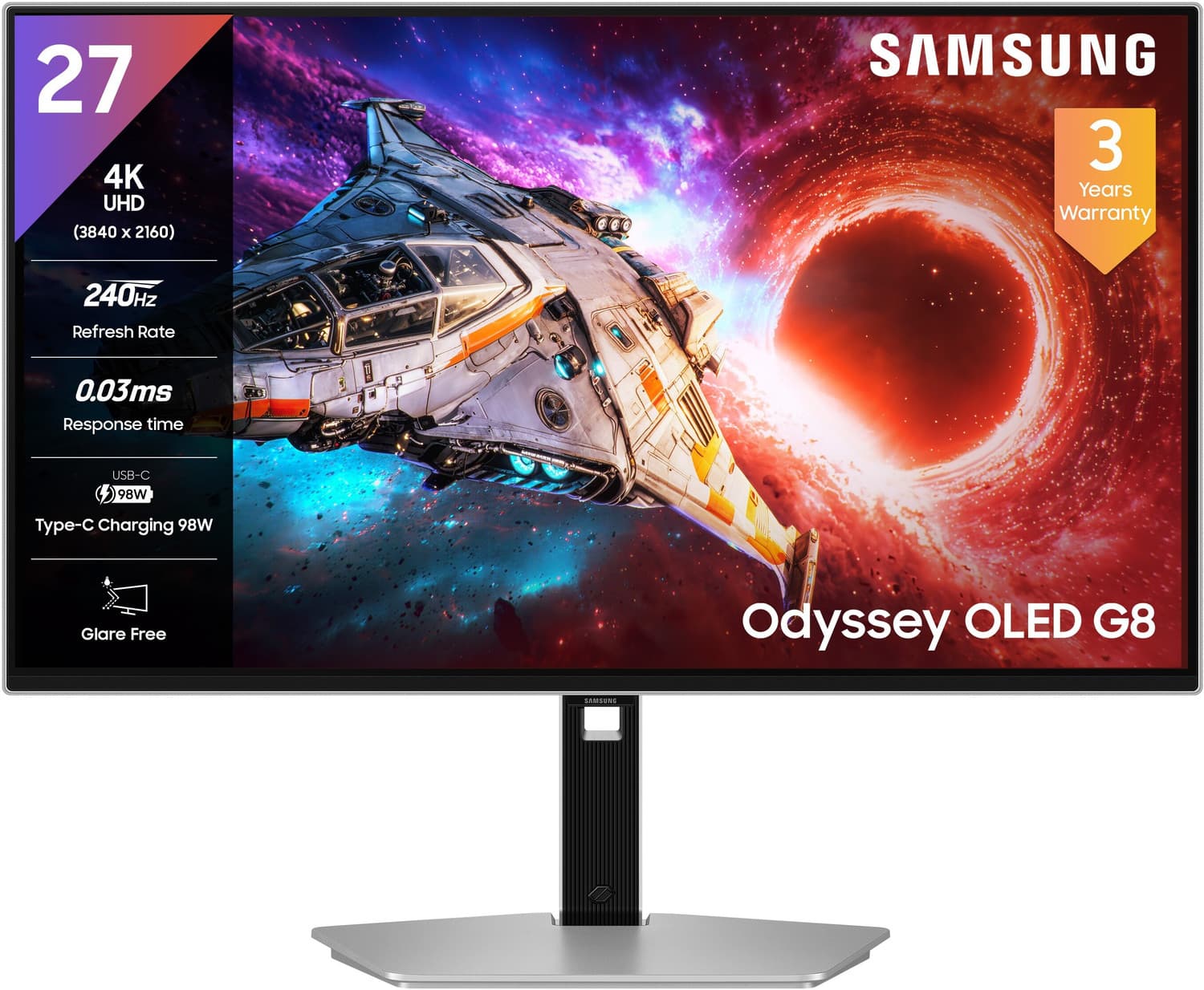 samsung odyssey oled g8 67 69 cm 27 inches 4k ultra hd led backlit panel gaming monitor ls27hg800swxxl