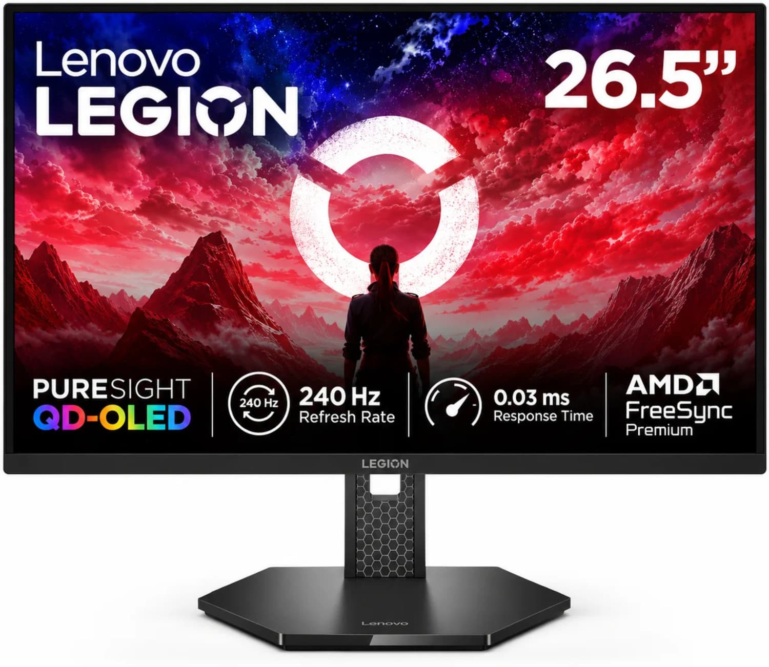 Lenovo Legion 67.31 cm (27 inch) Quad HD OLED Panel Gaming Monitor (Legion 27Q-10) (Response Time: 0.03 ms, 240 Hz Refresh Rate)