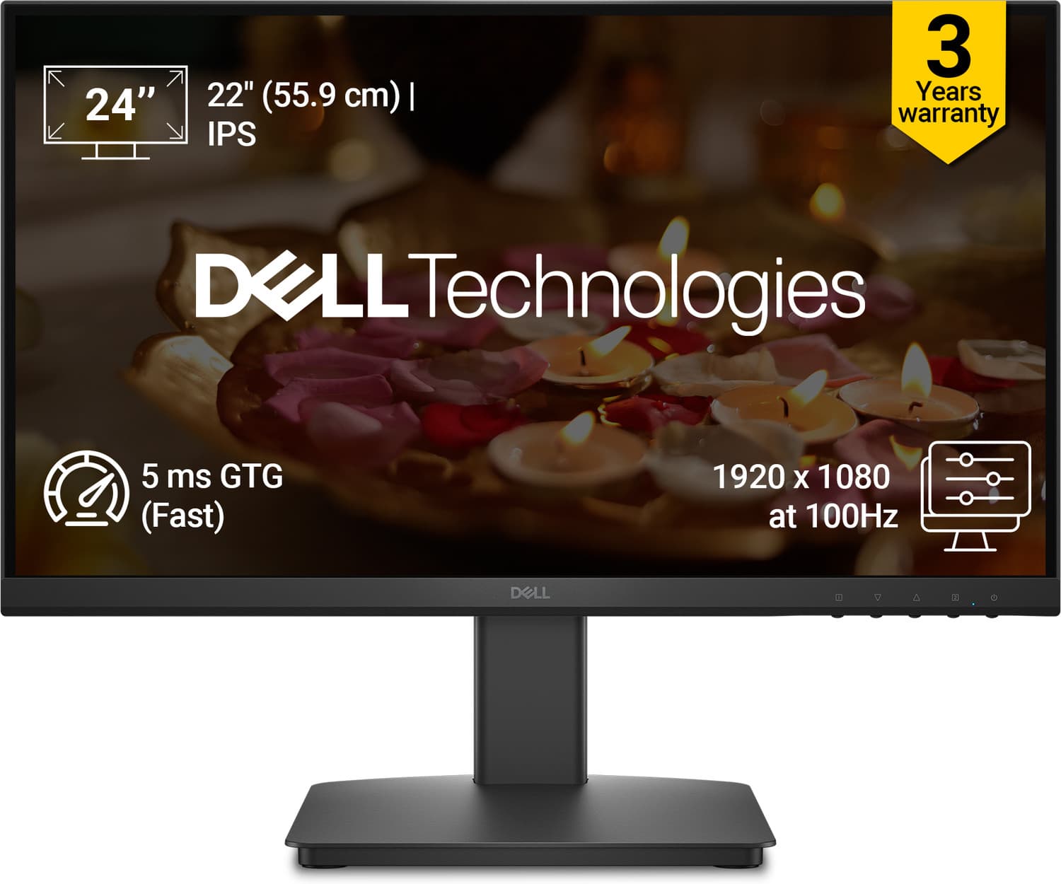 DELL SE Series 55.88 cm (22 inch) Full HD LED Backlit IPS Panel Monitor (SE2226HX) (Response Time: 5 ms, 100 Hz Refresh Rate)