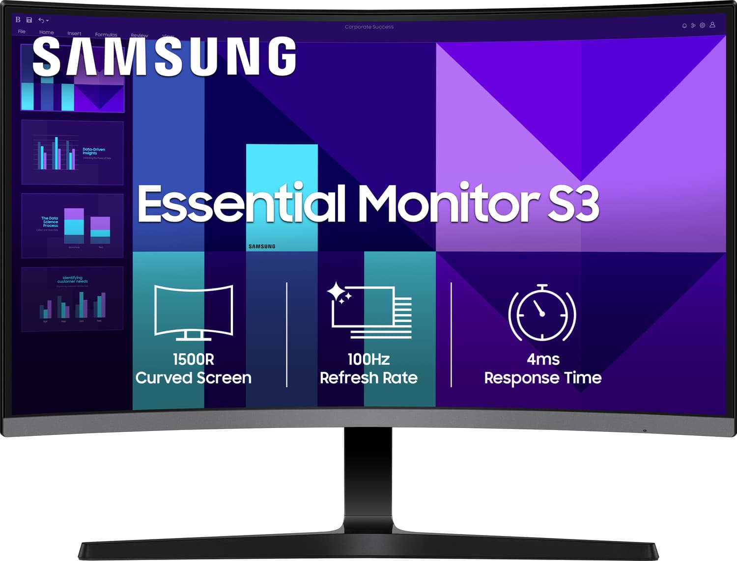 Samsung S3 Curved 80.01 cm (32 inch) Curved Full HD LED Backlit VA Panel with 1500R Curvature, D-Sub, HDMI, Headphone Jack Monitor (LS32D390GAWXXL) (R...
