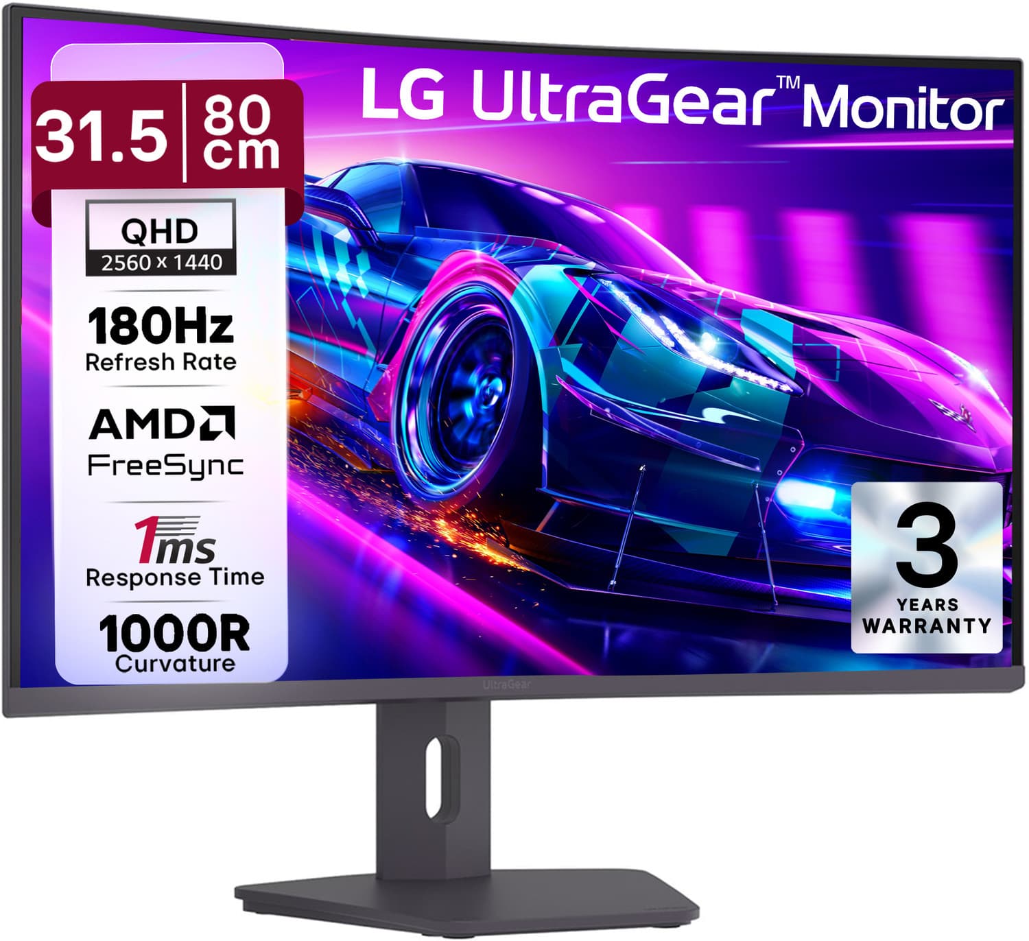 LG 203.2 cm (80 cm) Curved Quad HD VA Panel Gaming Monitor (32G600A-B.ATRQ) (Response Time: 1 ms, 180 Hz Refresh Rate)