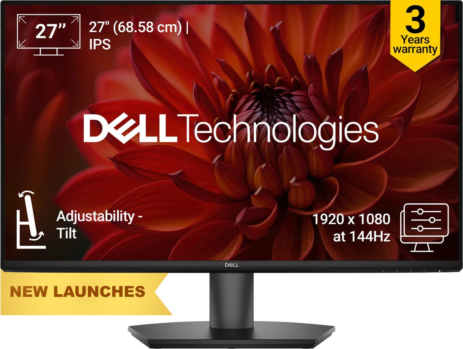 DELL SE Series 68.58 cm (27 inch) Full HD LED Backlit IPS Panel Monitor (SE2726H) (Response Time: 1 ms, 144 Hz Refresh Rate)