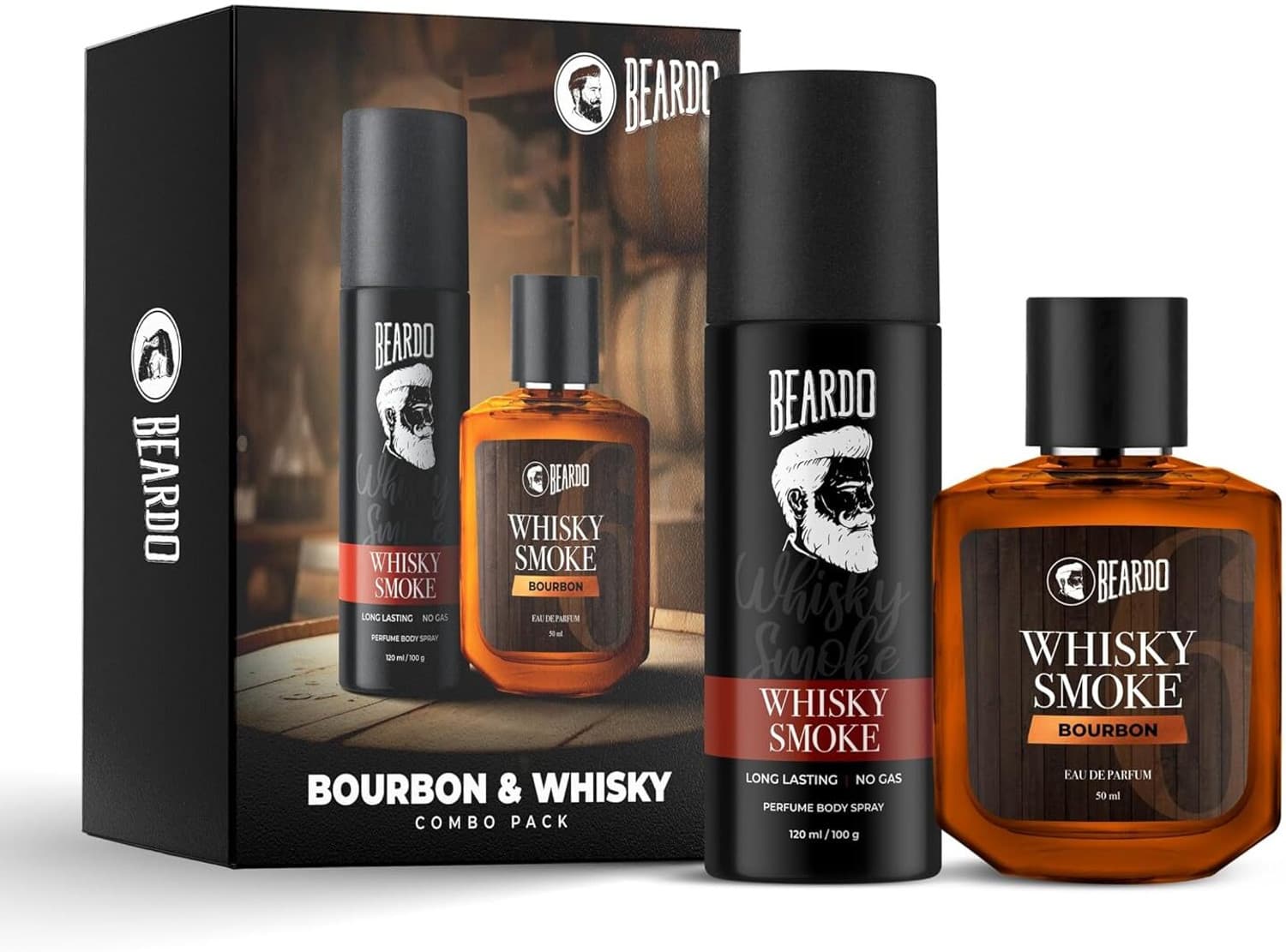 BEARDO Whisky Smoke Body Spray & Bourbon EDP | Strong & Long Lasting Fragrance Perfume - 170 ml