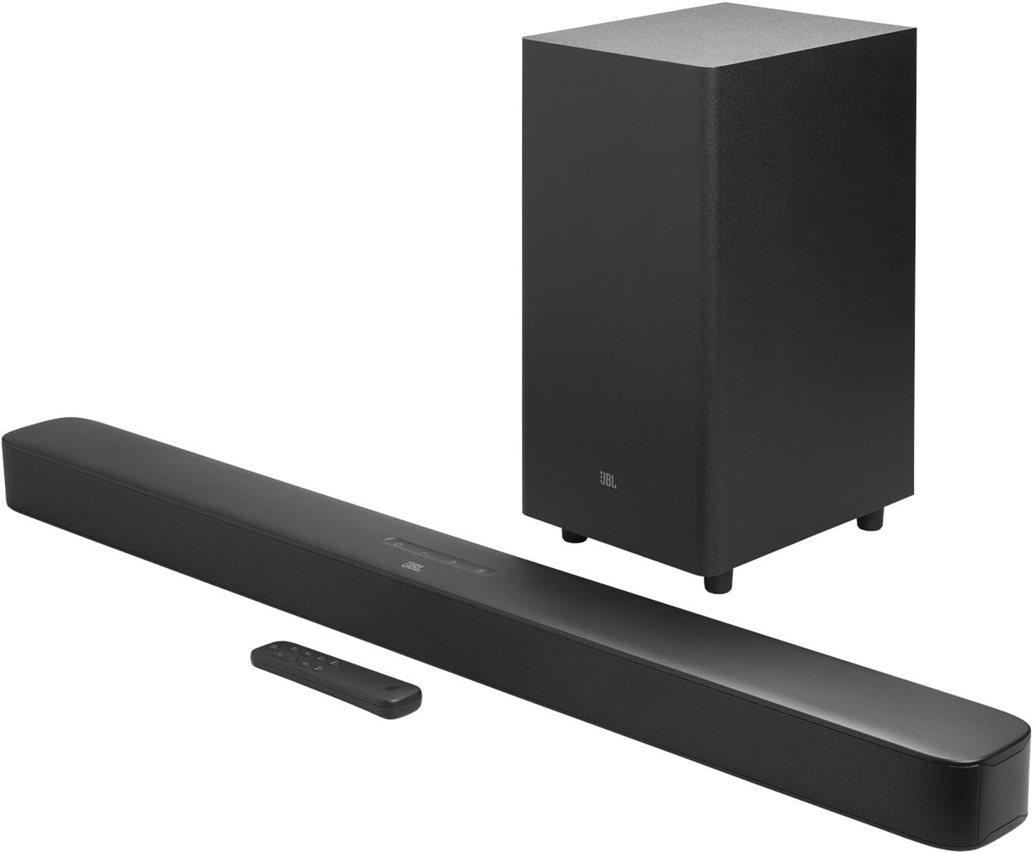 JBL Bar 2.1 Essential Dolby Digital with Powerful Bass, Wireless Subwoofer, HDMI ARC 440 W Bluetooth Soundbar (Black, 2.1 Channel)