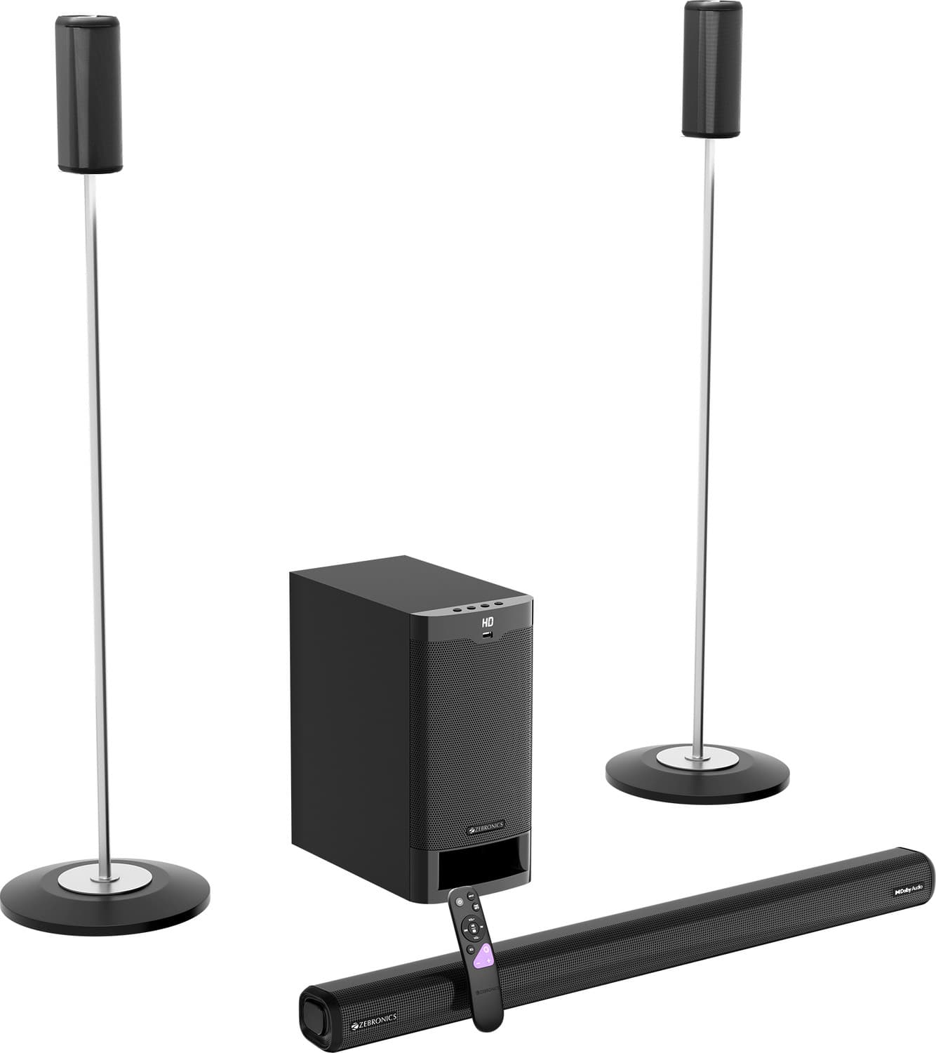 ZEBRONICS Juke Bar 9535, Dolby Audio, Floor-Stand Satellites, BT ...