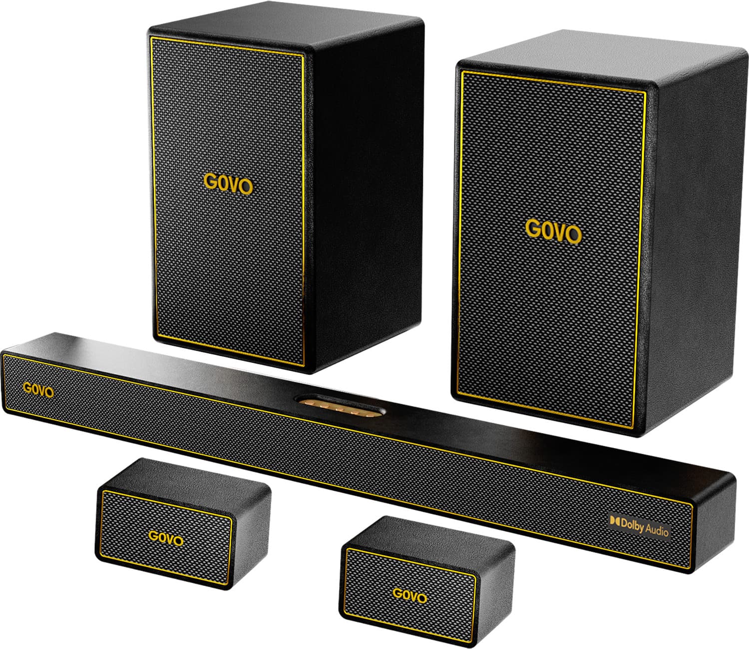GOVO Gosurround 1008 Pro Dolby Digital Wired Subwoofer 680 W Bluetooth Soundbar (Black and Gold, 5.2 Channel)