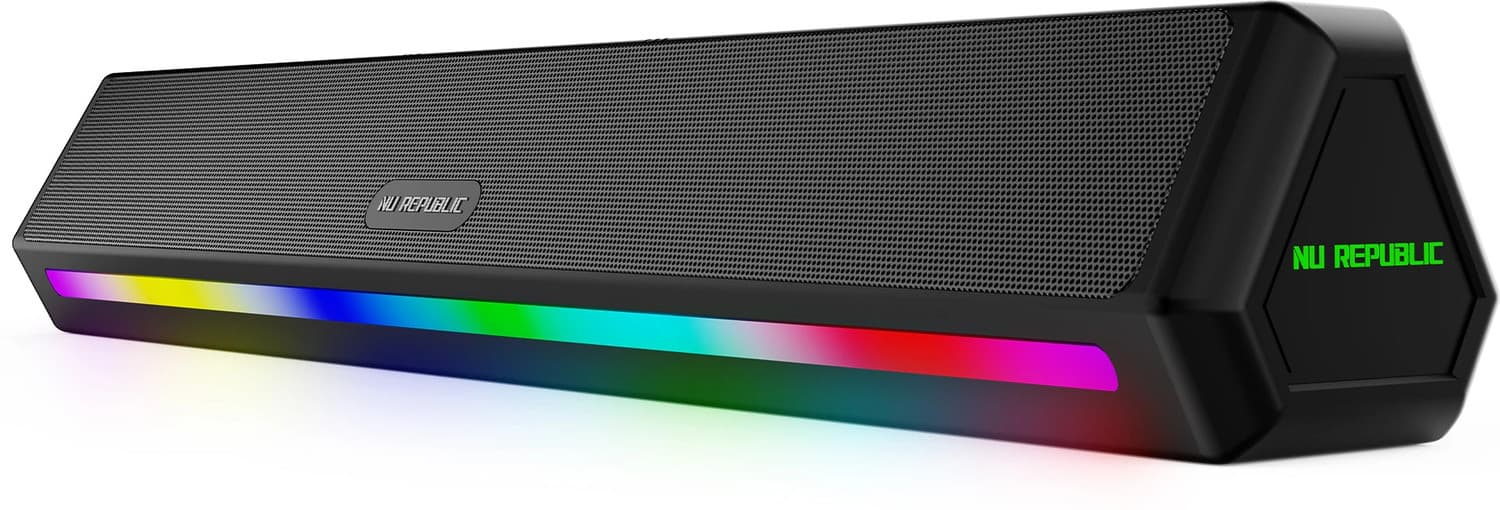 Nu Republic PartyBox 240 With 16 Hrs Playtime, Dual 52mm Dynamic Driver, Multi RGB LED Light 24 W Bluetooth Soundbar