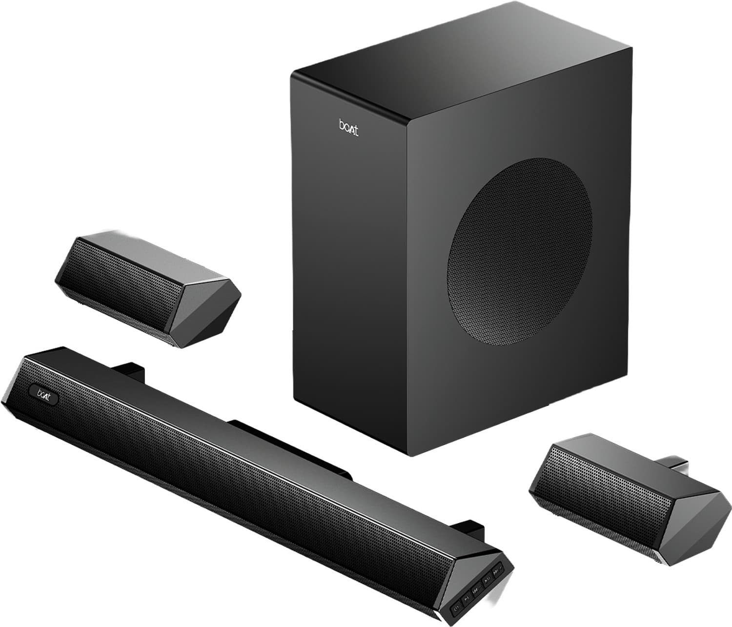 boAt Aavante Bar Prime B300, Subwoofer,Dual Rear Speakers,5.1 CH,EQ Modes,BT v5.3 300 W Bluetooth Soundbar (Charcoal Black, 5.1 Channel)