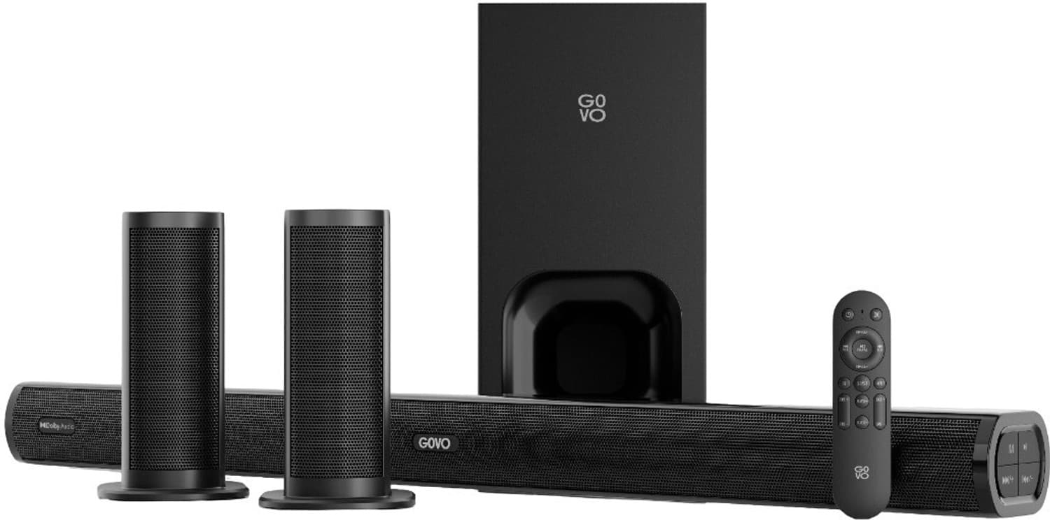 GOVO GOSURROUND 985 Dolby Digital wiless Subwoofer 525 W Bluetooth Soundbar (Platinum Black, 5.1 Channel)