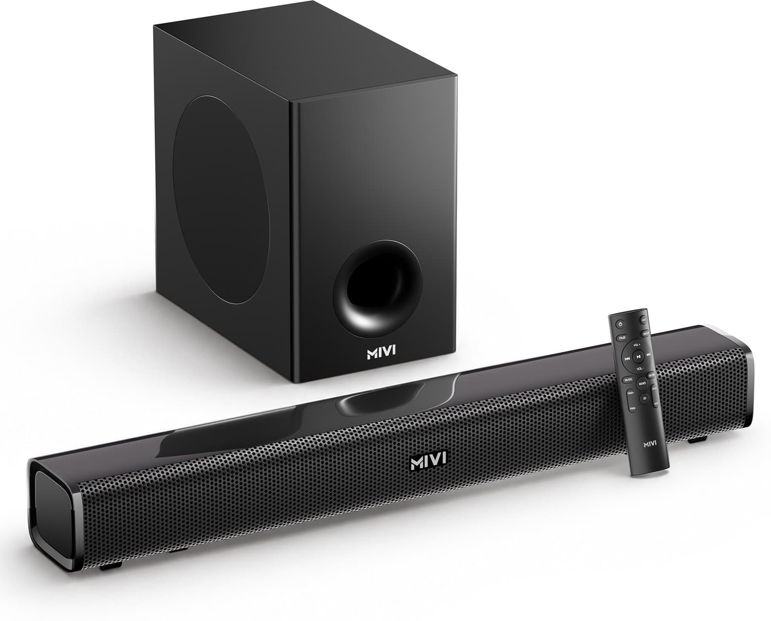 Mivi Fort H160 Soundbar, 160 Watts, 2.1 Channel, Multi-Input and EQ Modes, BT v5.1 160 W Bluetooth Soundbar