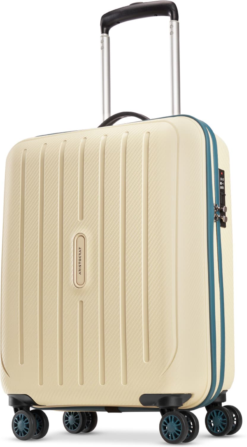 Small Cabin Suitcase (55 cm) 4 Wheels - Photon Max Hard Side Luggage | Trolley Bag With Flushed Combination Lock - Gold
