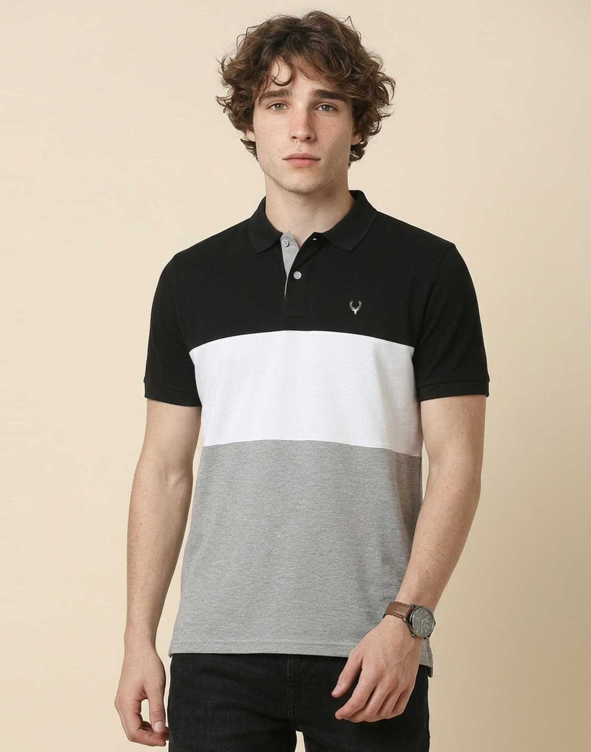 Allen Solly Colorblock Men Polo Neck Multicolor T-Shirt