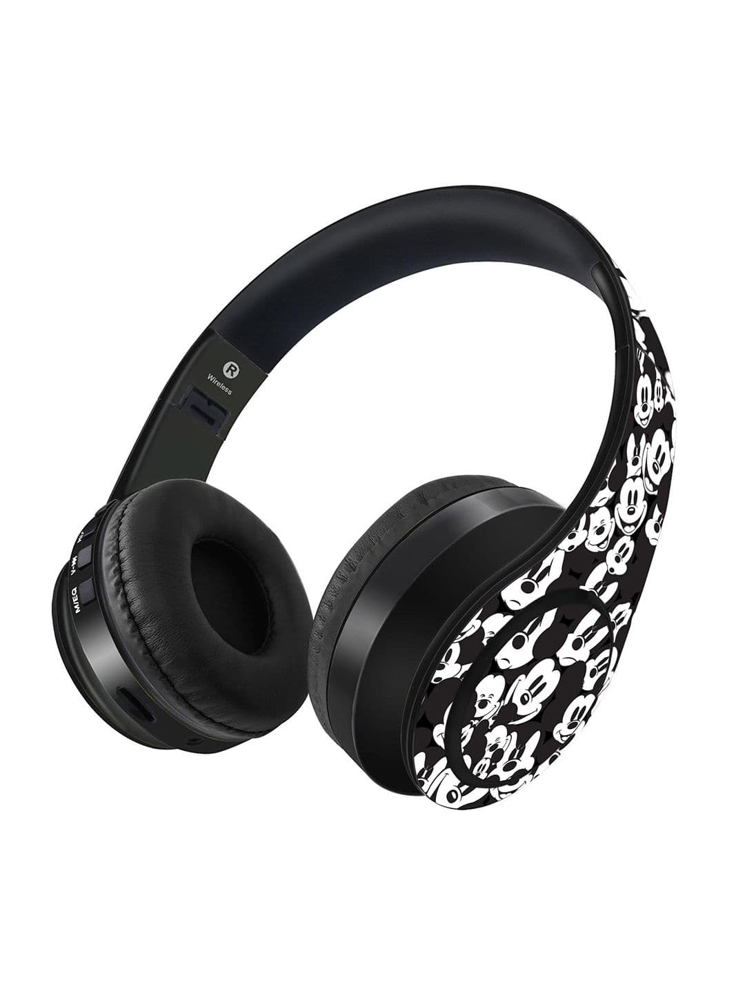 YK Kids Black & White Mickey Smileys Decibel Wireless On Ear Headphones