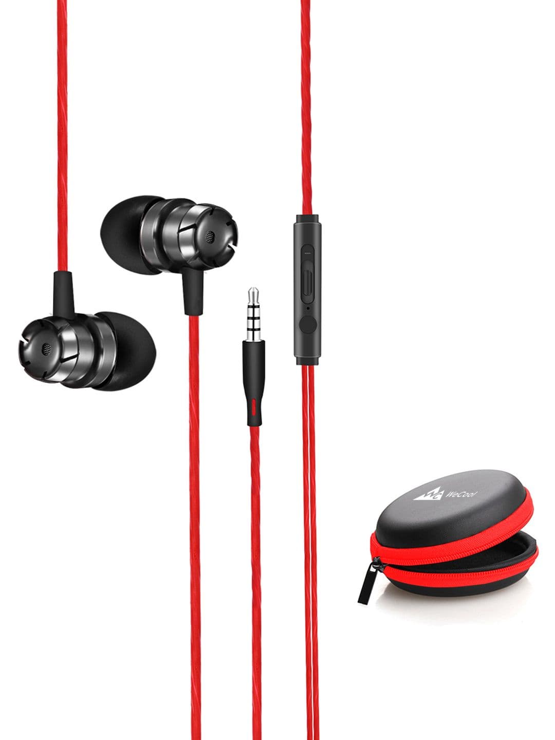 WeCool Red Wired Snug Fit Metallic in Ear Earphone with Rich Bass W001