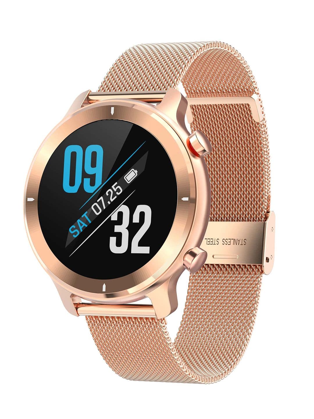 French Connection Unisex Rose Gold-Toned & Black Solid R4-D Touch screen smartwatch With HRM & Smart Phone Notification
