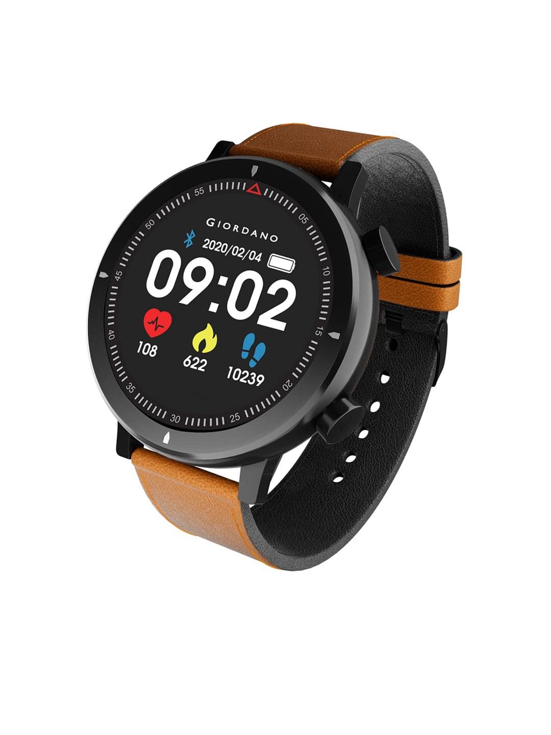 GIORDANO Brown & Black Solid Smart Watch GT03-BR