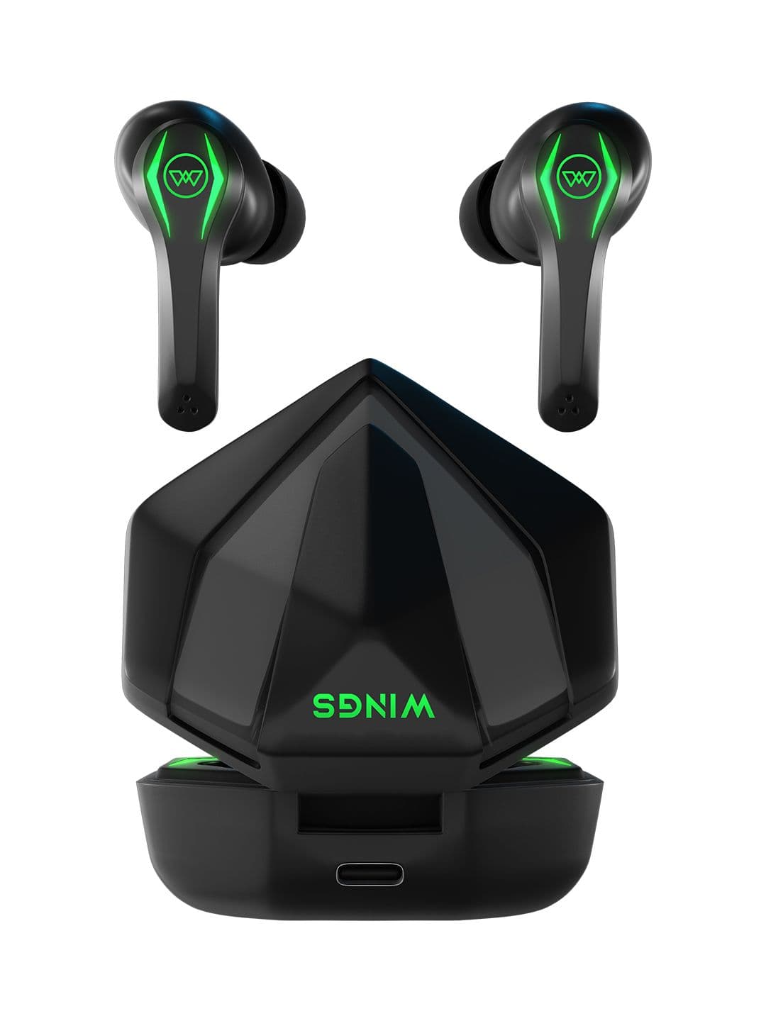 WINGS Black Phantom Pro Gaming TWS with 65 MS Latency Earbuds