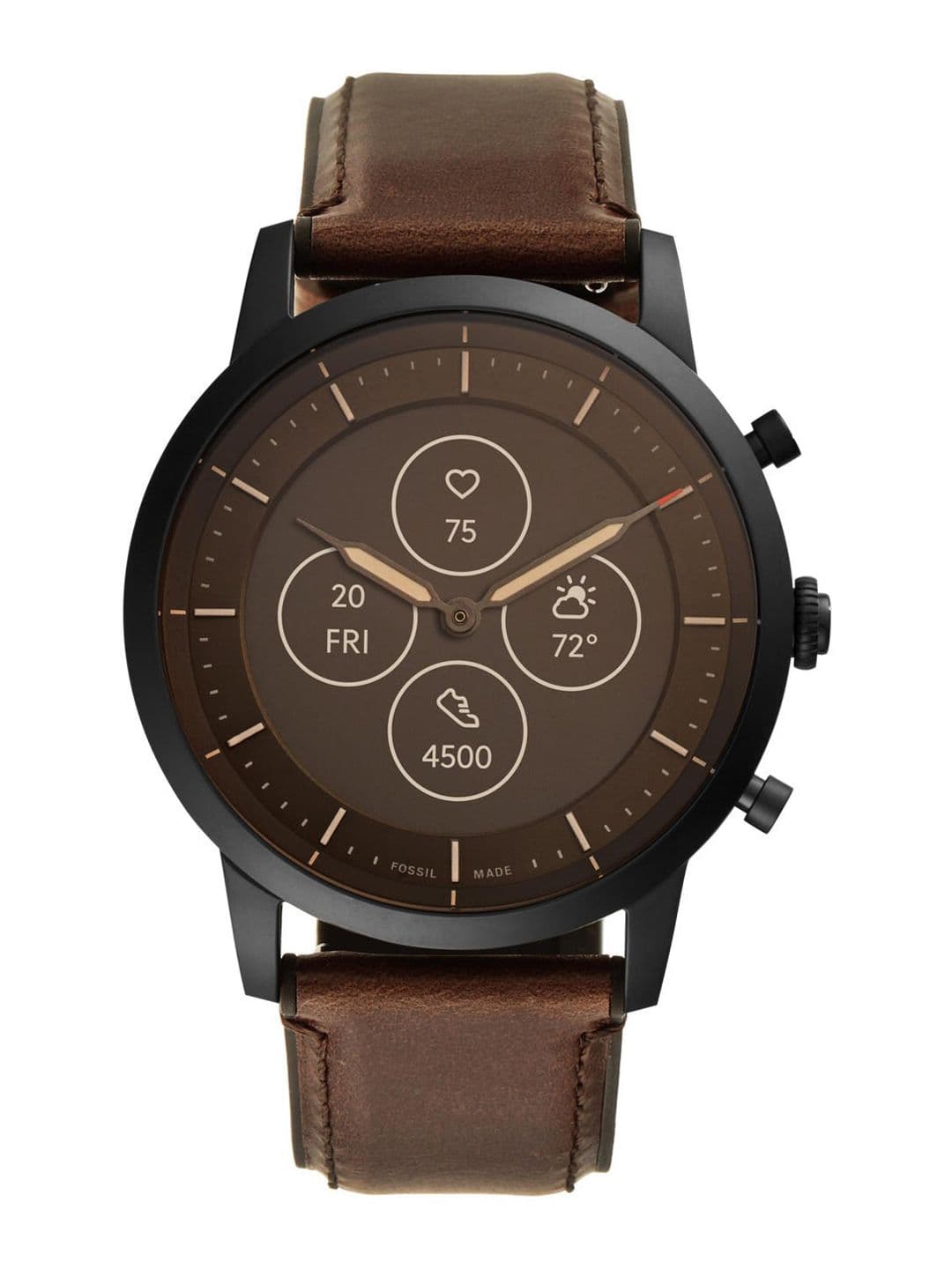 Fossil Men Brown & Black Solid Collider Hybrid Smart Watch FTW7008