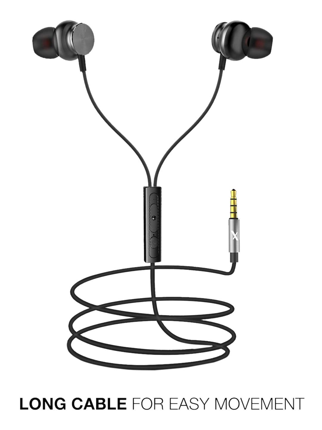 FLiX Unisex Black Solid Wired In Ear Headphones XEP-E33