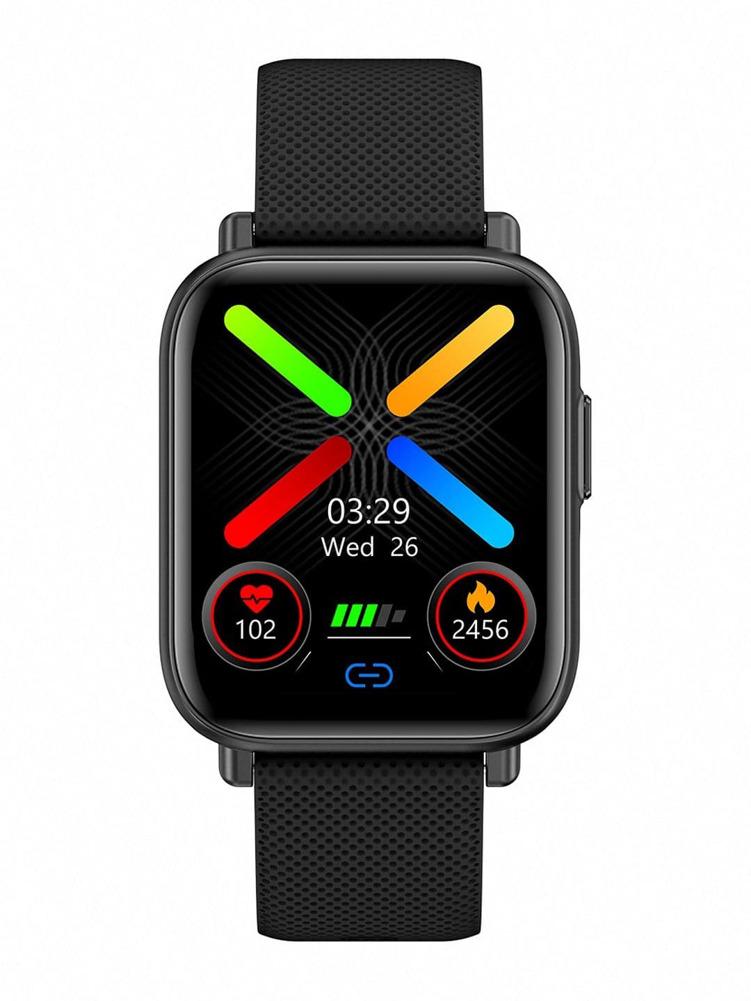 CrossBeats Pro-Black Ignite Spo2 Tracking 1.7 Inch Display Metal Body Smart Watch