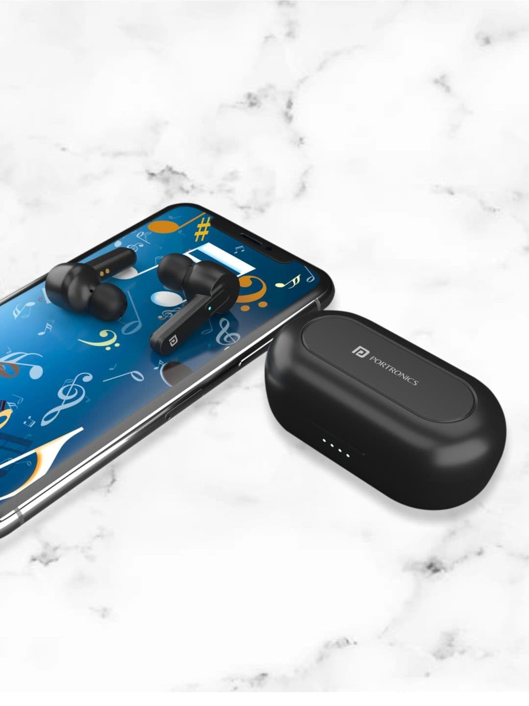 Portronics Black Solid Bluetooth 5.0 True Wireless Earbuds