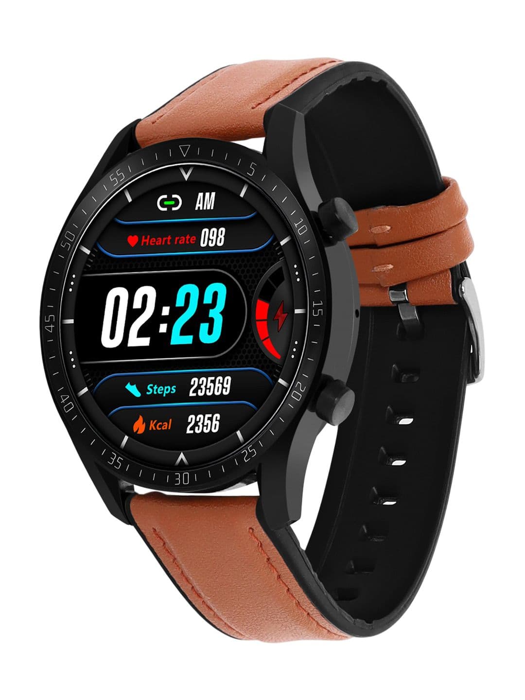 GIORDANO Brown & Black Solid Smart Watch R2-ZM08-01