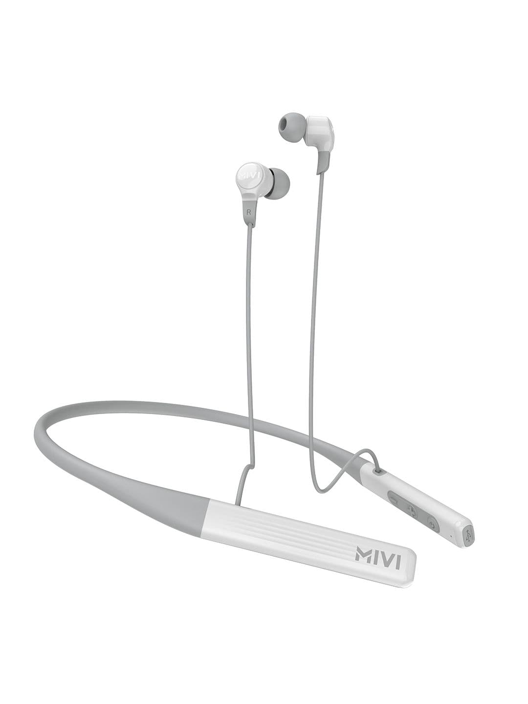 mivi Collar 2B Wireless Earphones with Fast Charging, 17hrs Playtime - Grey
