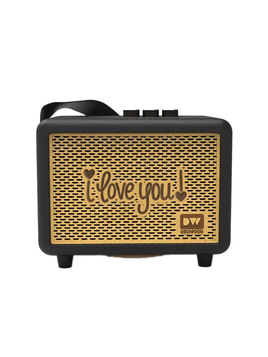 DECIWOOD Black Solid Unplugged 35W Wooden Portable Bluetooth Speaker