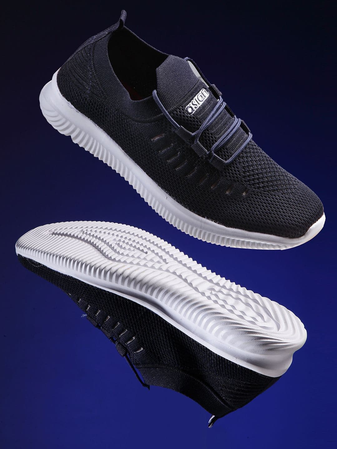 ASIAN Men Navy Blue Woven Design Sneakers