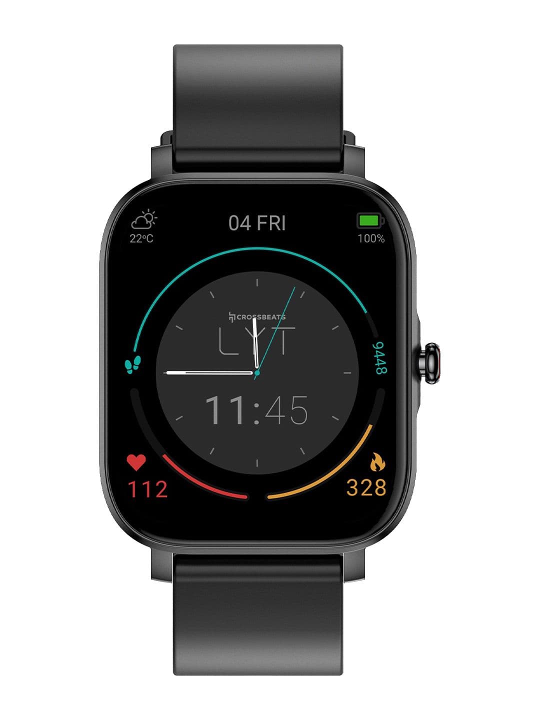 CrossBeats Black LYT 1.69 HD Display - 200+ Watch Faces Smart Watch