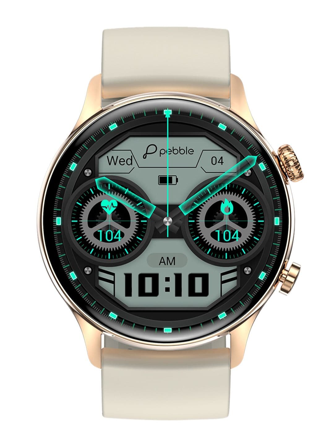 pebble Gold-toned 1.36"AMOLED Always-on Display Bluetooth Calling Smartwatch