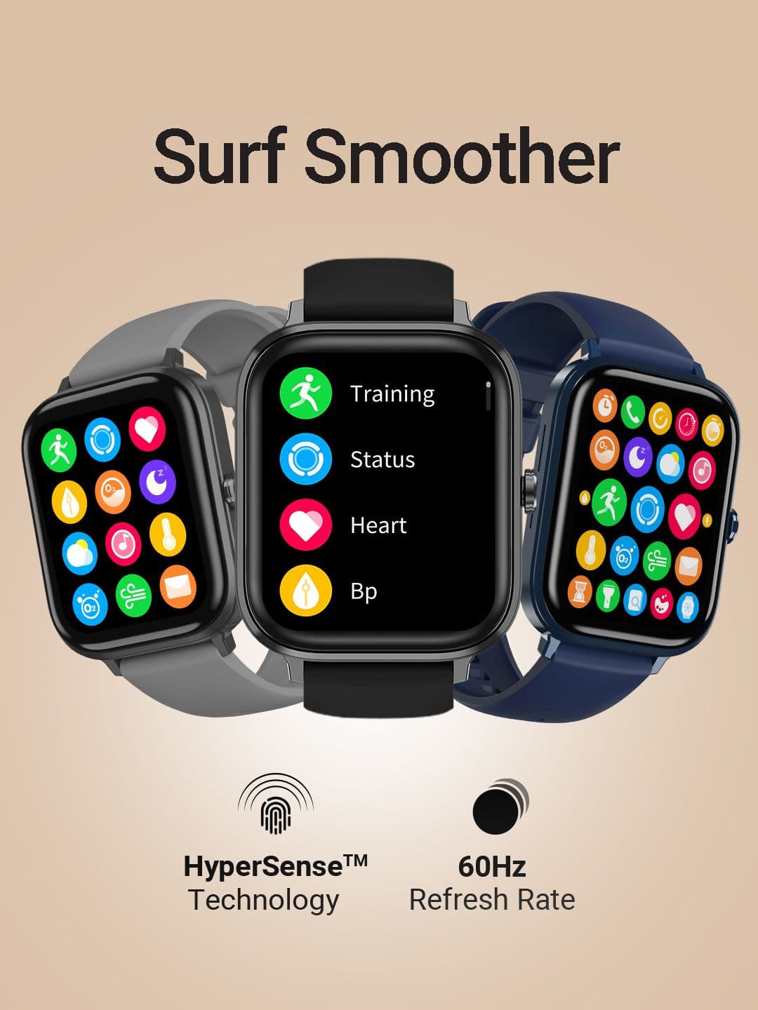 CrossBeats Black Grande Bt Calling + 1.75" Amoled Display Smart Watch