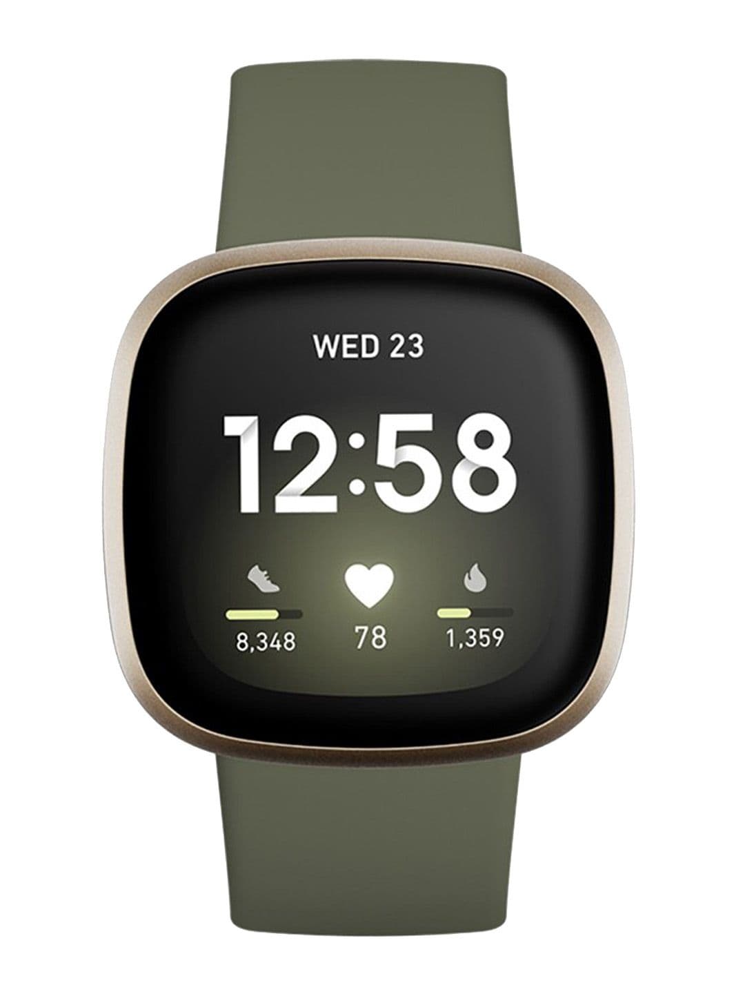Fitbit Versa 3 Fitness Smartwatch with GPS + Stress Mgt + Alexa Blt-in + Olive Softgold